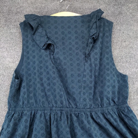 Textile Elizbeth and James Women's A-Line Eyelet Dress Blue XXXL Ruffle V-Neck - Picture 7 of 13